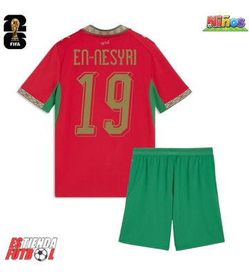 Marruecos Youssef En-Nesyri #19 Primera Equipación Niños Mundial 2026 Manga Corta (+ Pantalones cortos)